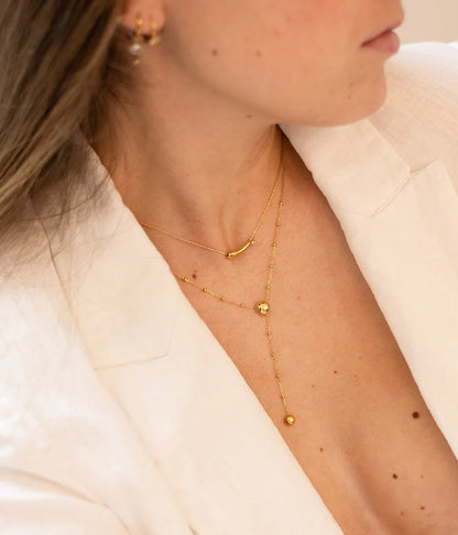 Collier Amber ZAG sautoir pastilles acier inoxydable doré bijou femme Divinity Sète