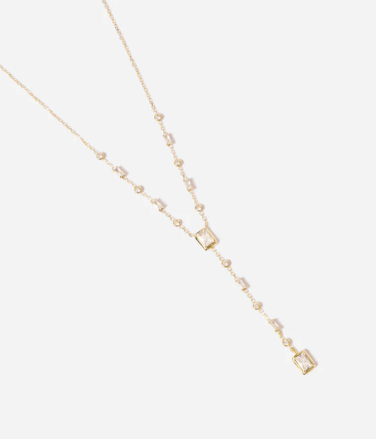 Collier Athis Zag doré zirconiums pendentif Y