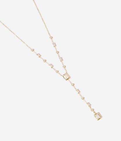 Collier Athis Zag doré zirconiums pendentif Y