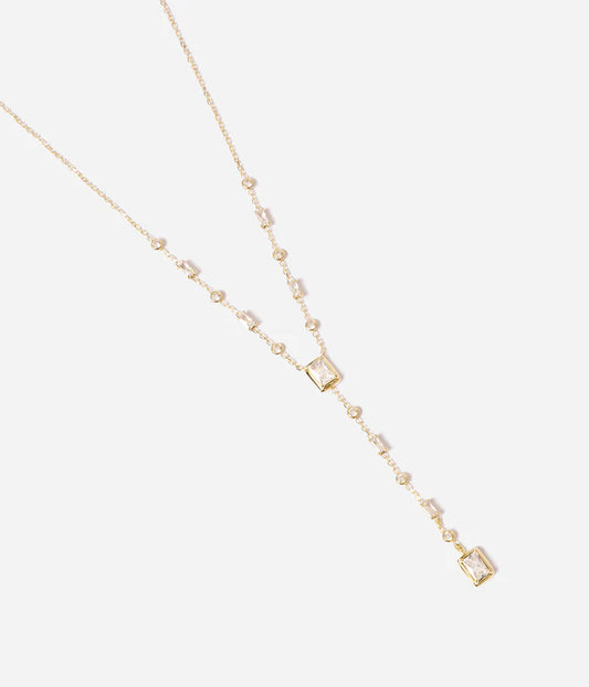 Collier Athis Zag doré zirconiums pendentif Y