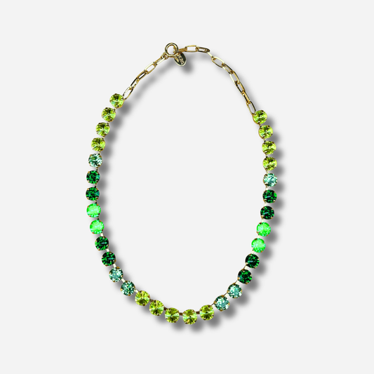 Collier Ava Cactus Crézus cristaux verts dégradé doré