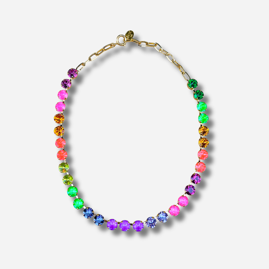 Collier Ava Fluo Crézus cristaux multicolores doré