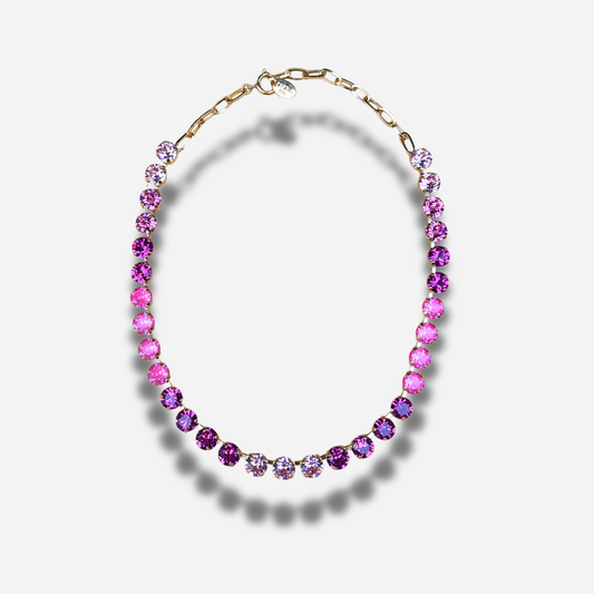 Collier Ava Framboise Crézus cristaux roses violets doré