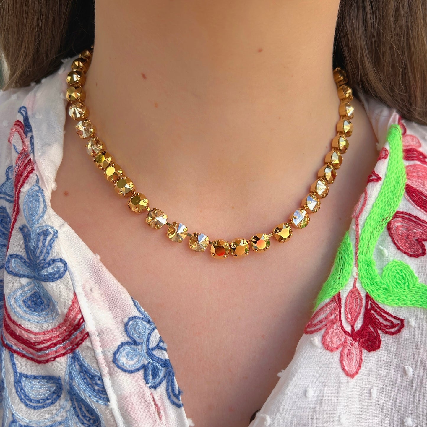 Collier pyrite Crézus pierre naturelle doré