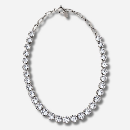 Collier Ava Silver Crézus cristaux transparents argenté