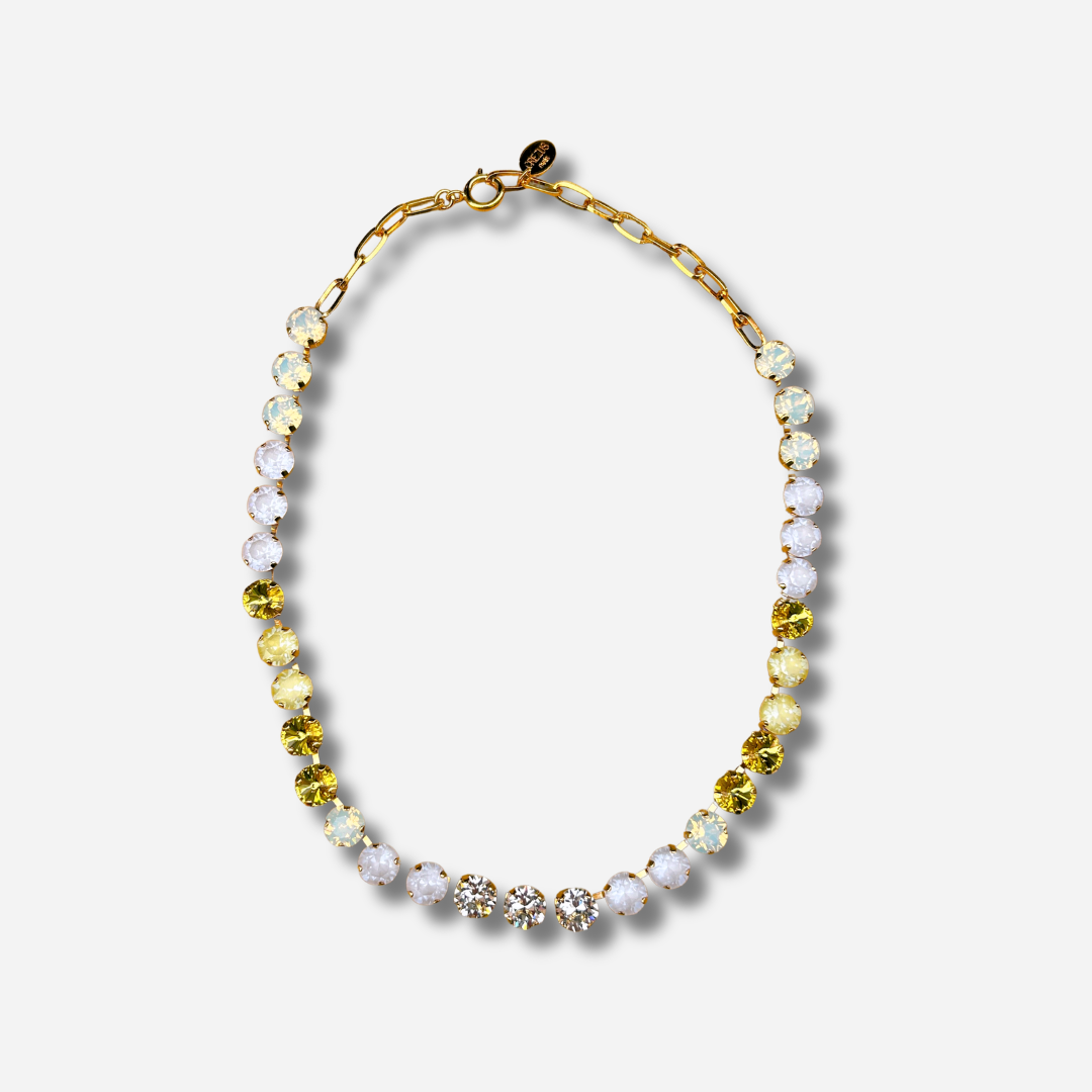 Collier Ava Vanille Crézus cristaux ivoire doré