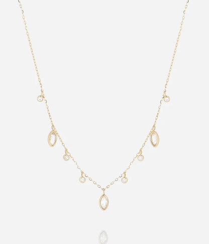 Collier Azelie Zag doré pampilles cristaux zirconium