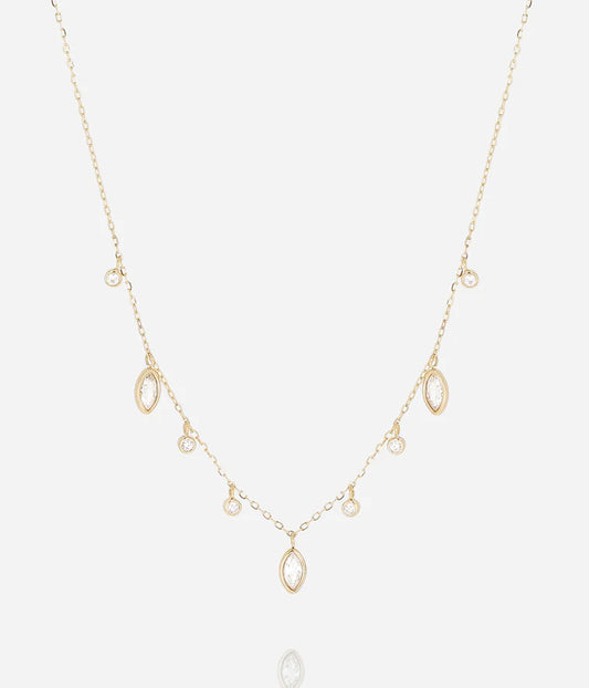 Collier Azelie Zag doré pampilles cristaux zirconium