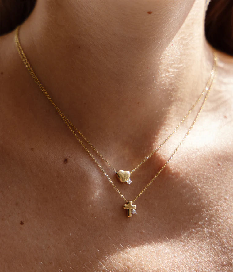 Collier Azur ZAG cœur zircon acier inoxydable doré bijou femme Divinity Sète