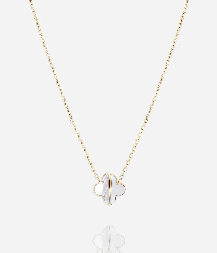 Collier Azzo ZAG trèfle nacré acier inoxydable doré bijou femme Divinity Sète