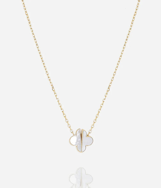 Collier Azzo ZAG trèfle nacré acier inoxydable doré bijou femme Divinity Sète