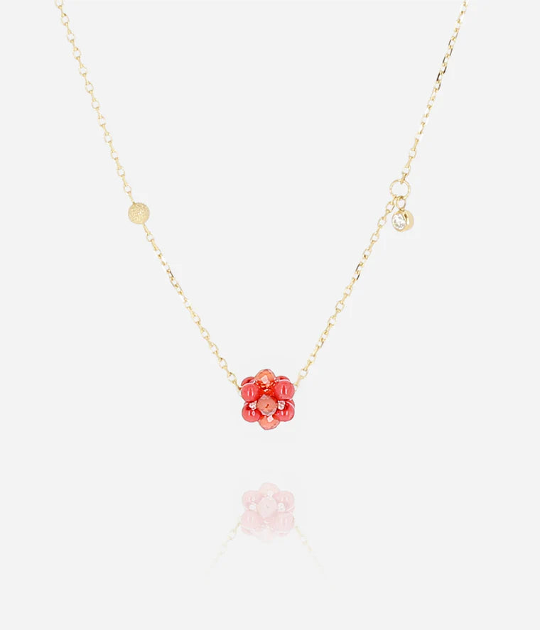 Collier Bacca ZAG fleur pierres naturelles acier inoxydable doré bijou femme Divinity Sète