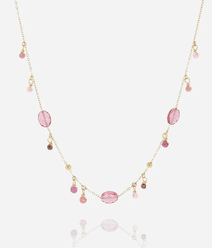 Collier Barega ZAG acier doré pierres multicolores pampilles bijou femme fin Divinity Sète