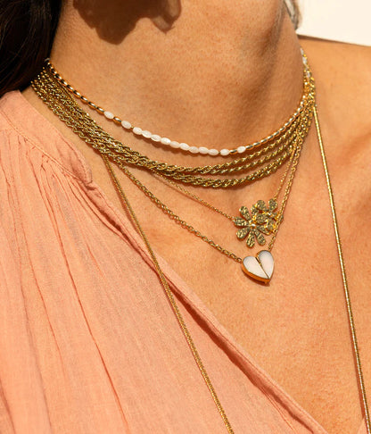 Collier Basilio ZAG cœur nacré acier inoxydable doré bijou femme Divinity Sète