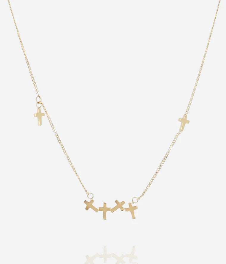 Collier Beata ZAG multi croix acier inoxydable doré bijou femme Divinity Sète