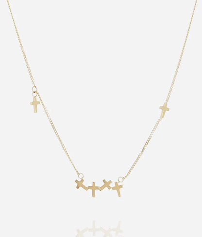 Collier Beata ZAG multi croix acier inoxydable doré bijou femme Divinity Sète