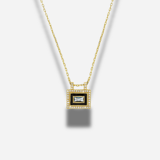 Collier Black Blue El Paso Mya Bay doré avec pendentif noir et cristal bleu