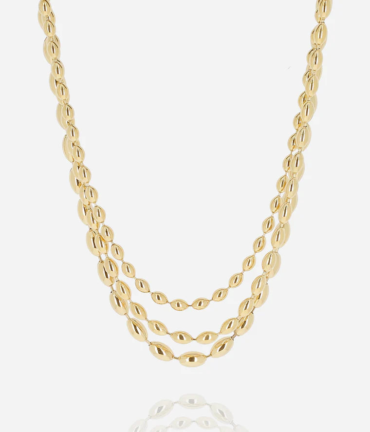 Collier Caddy Zag doré double chaîne maillons ovales