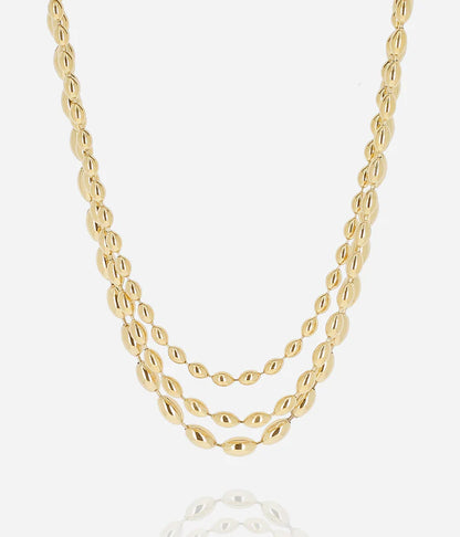 Collier Caddy Zag doré double chaîne maillons ovales