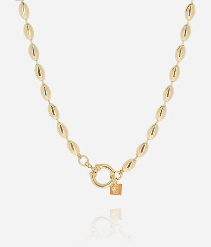 Collier Cadence Zag doré perles ovales fermoir anneau
