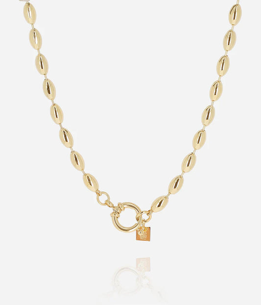 Collier Cadence Zag doré perles ovales fermoir anneau
