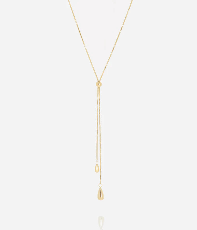 Collier Capojale ZAG cravate acier inoxydable doré pendentif goutte bijou femme Divinity Sète