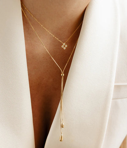Collier Capojale ZAG cravate acier inoxydable doré pendentif goutte bijou femme Divinity Sète