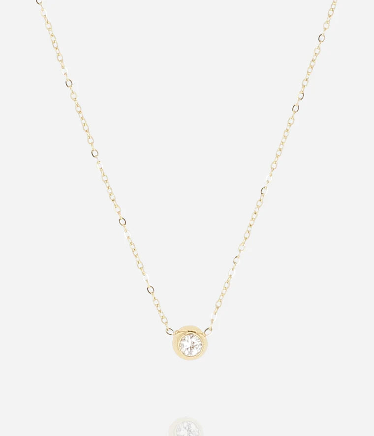 Collier Cassio ZAG zircon rond acier inoxydable doré bijou femme Divinity Sète