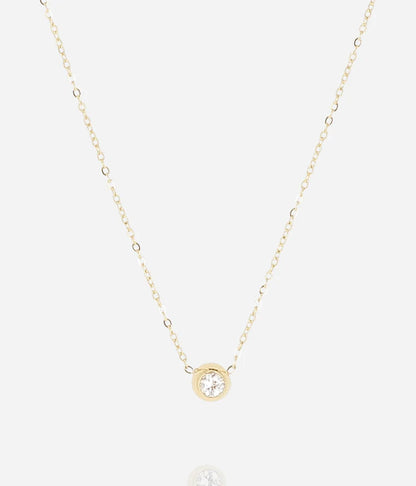 Collier Cassio ZAG zircon rond acier inoxydable doré bijou femme Divinity Sète