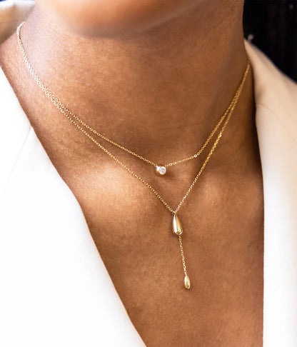 Collier Cassio ZAG zircon rond acier inoxydable doré bijou femme Divinity Sète