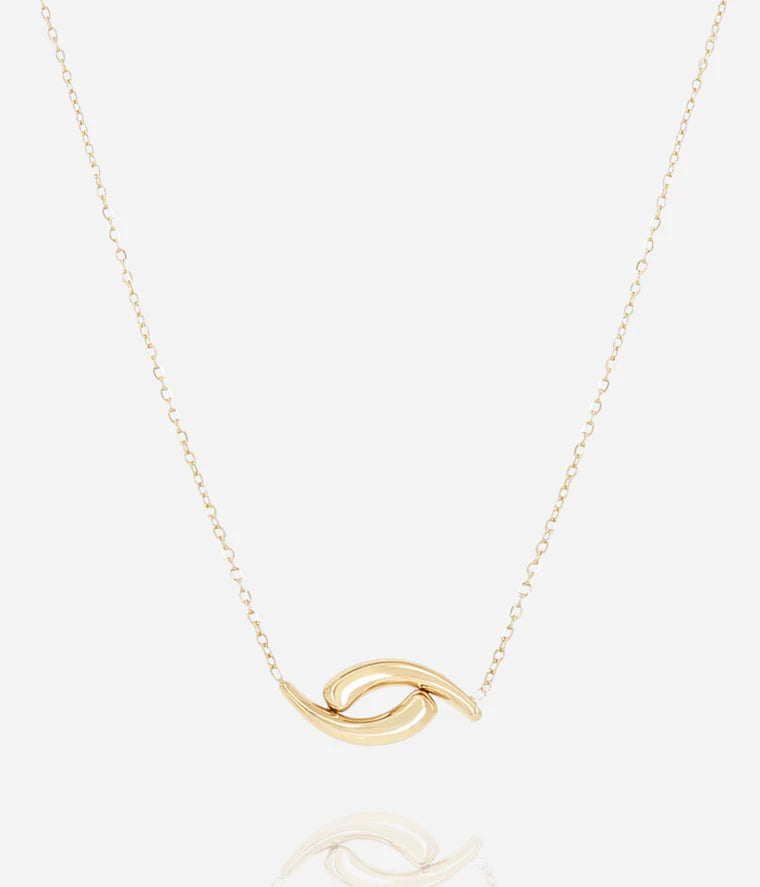 Collier Charis ZAG acier doré pendentif vague entrelacée bijou femme tendance Divinity Sète