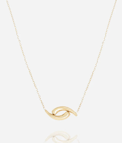 Collier Charis ZAG acier doré pendentif vague entrelacée bijou femme tendance Divinity Sète