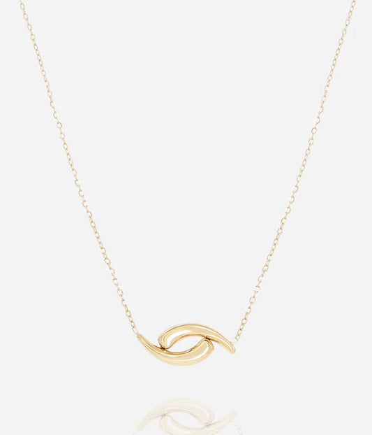 Collier Charis ZAG acier doré pendentif vague entrelacée bijou femme tendance Divinity Sète