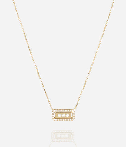 Collier Cléophée ZAG acier doré pendentif rectangle zirconiums bijou femme Divinity Sète