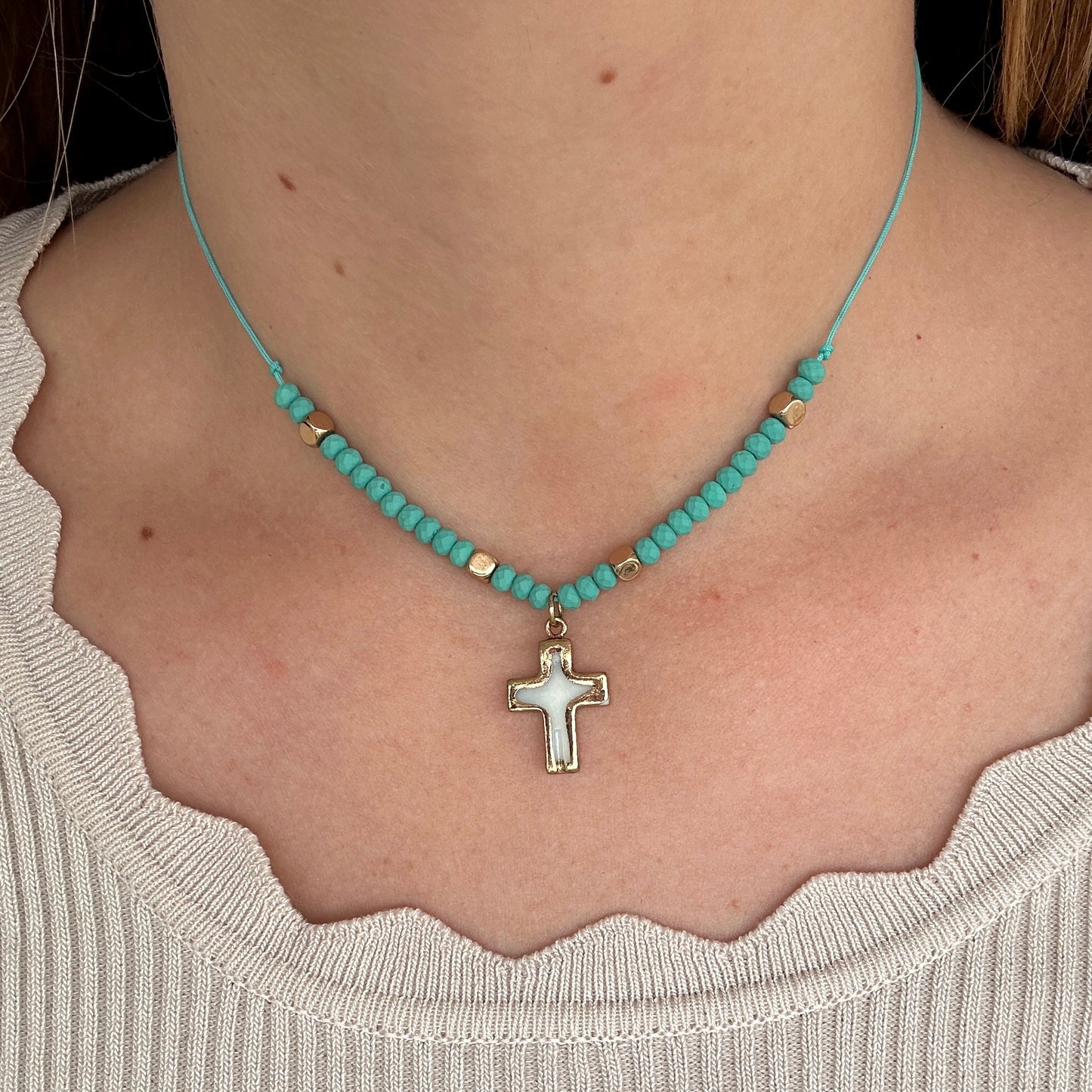 COLLIER - CROIX TURQUOISE