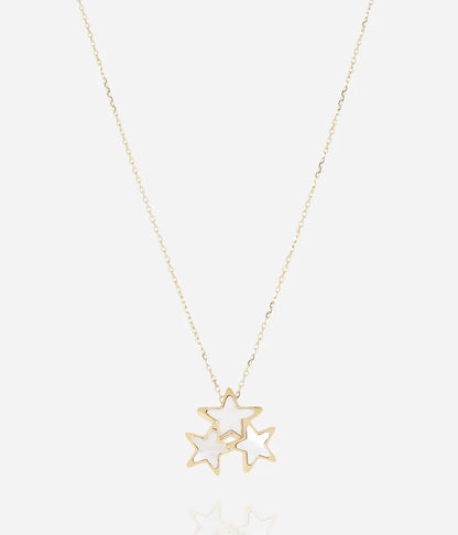 Collier Cyrielle Zag doré pendentif étoiles nacre