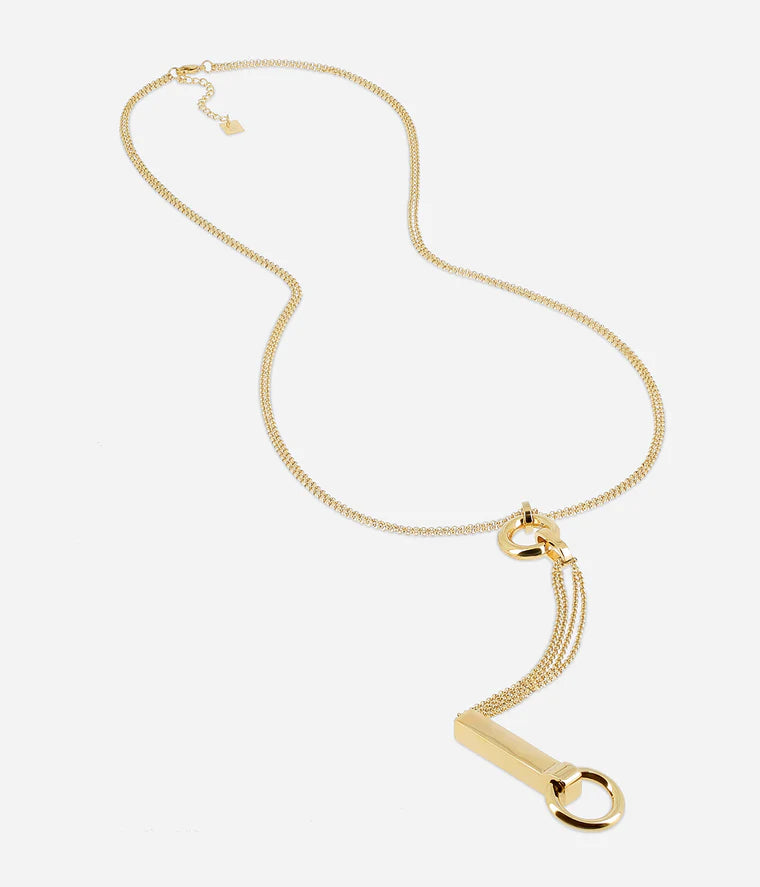 Collier Danaya ZAG long pendentif cravate acier inoxydable doré ou argent bijou femme Divinity Sète
