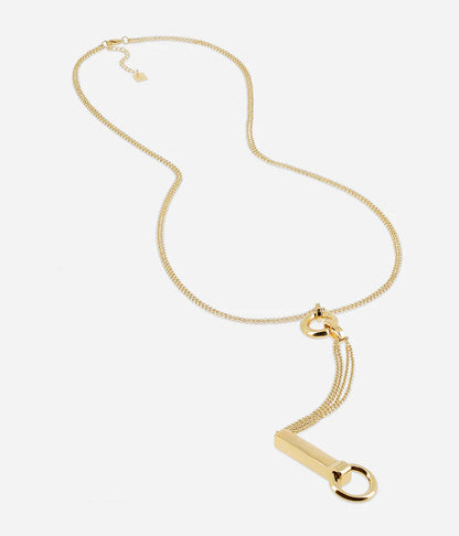 Collier Danaya ZAG long pendentif cravate acier inoxydable doré ou argent bijou femme Divinity Sète