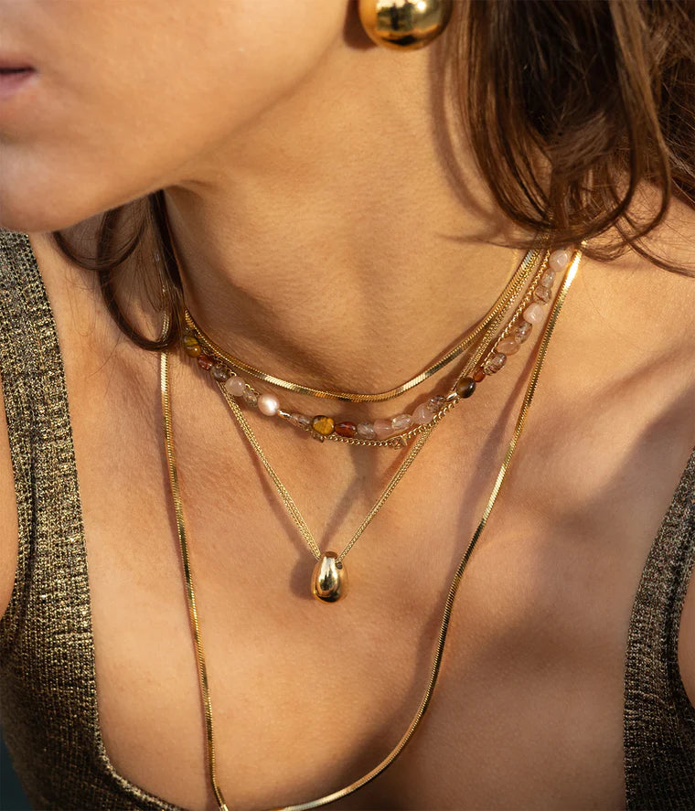 Collier Dejar ZAG pendentif goutte acier inoxydable doré bijou femme Divinity Sète