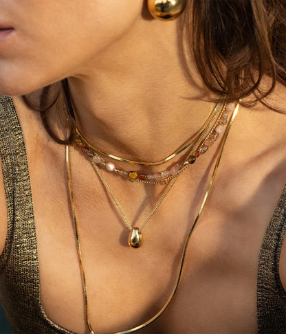Collier Dejar ZAG pendentif goutte acier inoxydable doré bijou femme Divinity Sète