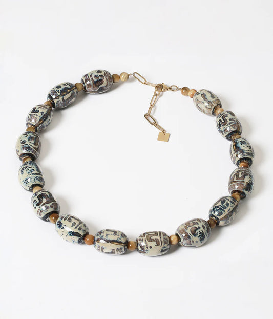 Collier Deslin ZAG perles ethniques pierre naturelle bijou bohème femme Divinity Sète
