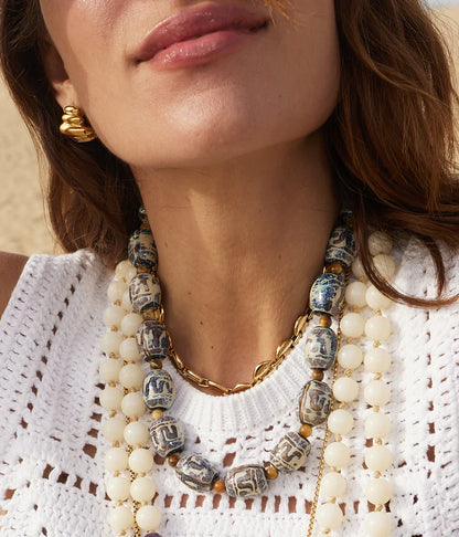Collier Deslin ZAG perles ethniques pierre naturelle bijou bohème femme Divinity Sète