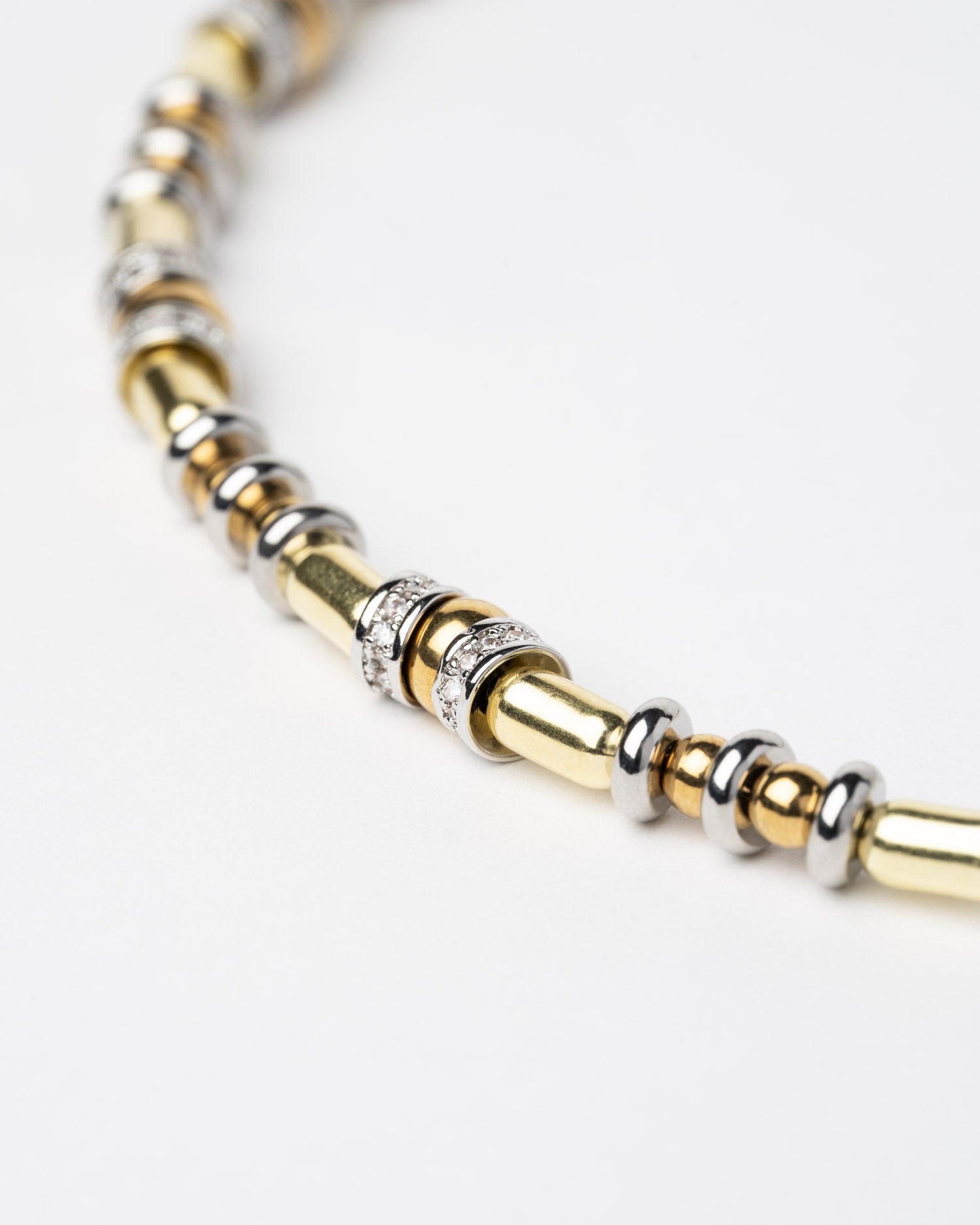 Collier Sigal doré argent cylindres cristaux
