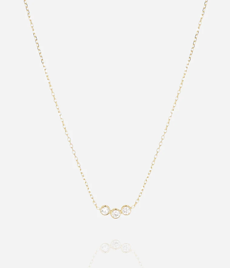 Collier Donato ZAG trois zircons acier inoxydable doré bijou femme Divinity Sète