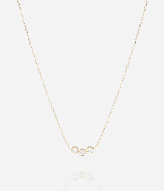 Collier Donato ZAG trois zircons acier inoxydable doré bijou femme Divinity Sète