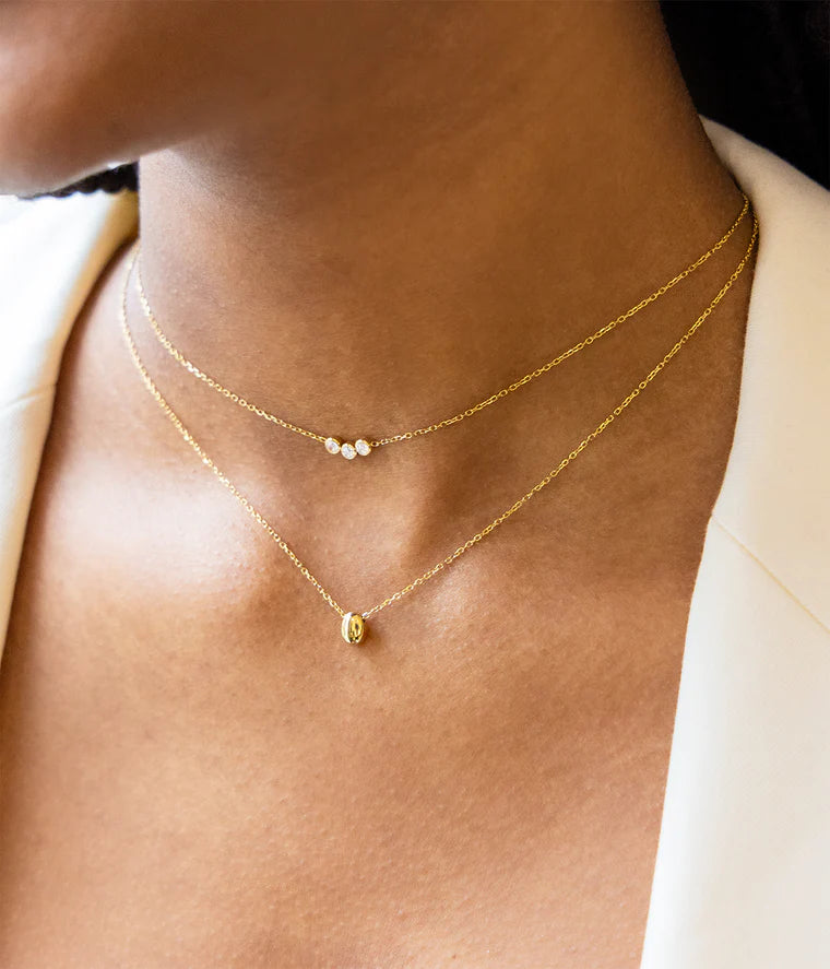 Collier Donato ZAG trois zircons acier inoxydable doré bijou femme Divinity Sète