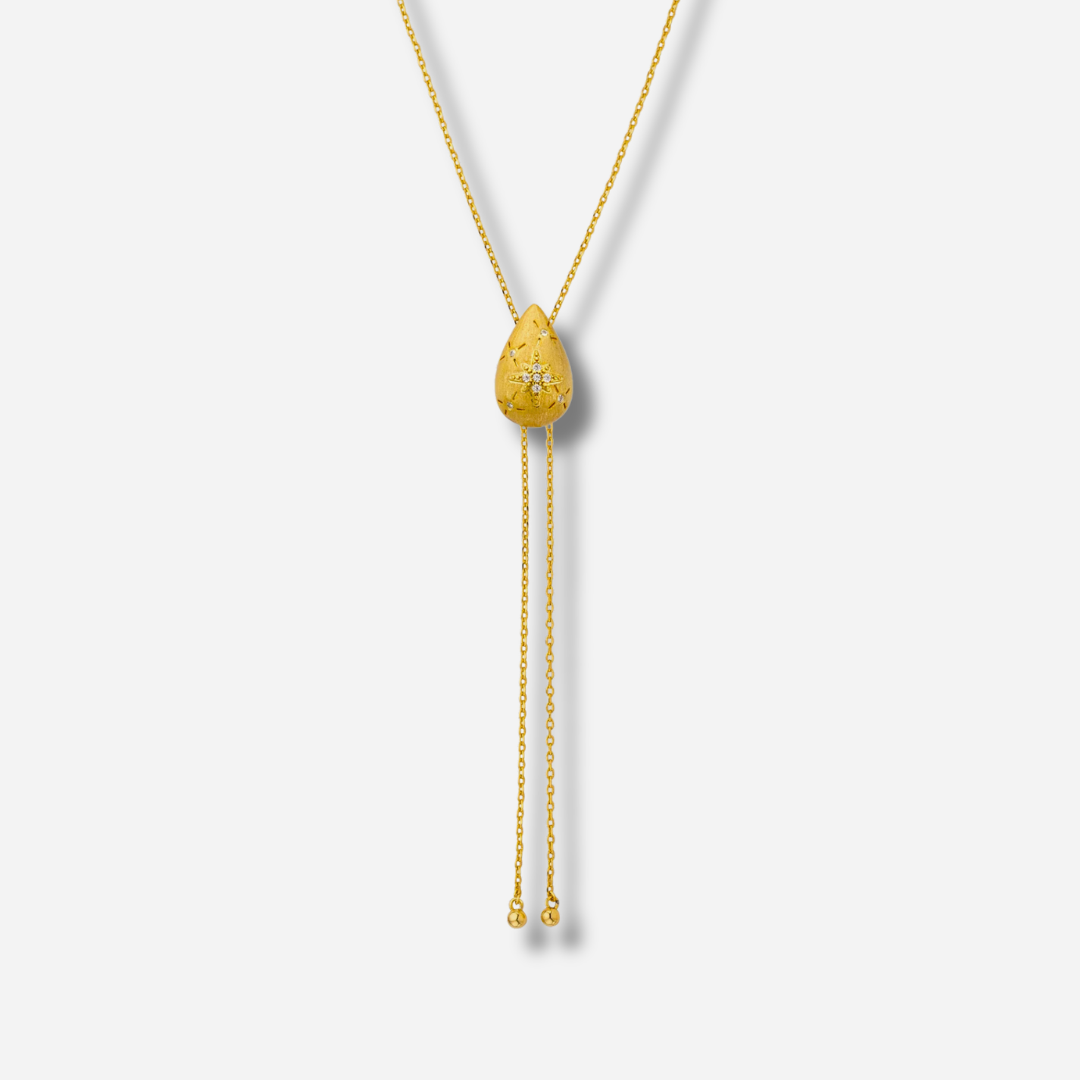 Collier Drop Bolo Gold MYA BAY doré avec pendentif goutte et strass
