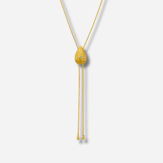 Collier Drop Bolo Gold MYA BAY doré avec pendentif goutte et strass
