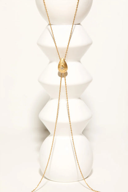 Collier Drop Bolo Gold MYA BAY doré avec pendentif goutte et strass
