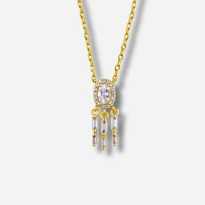Collier Dynasty River Mya Bay doré avec pendentif et pampilles en cristal